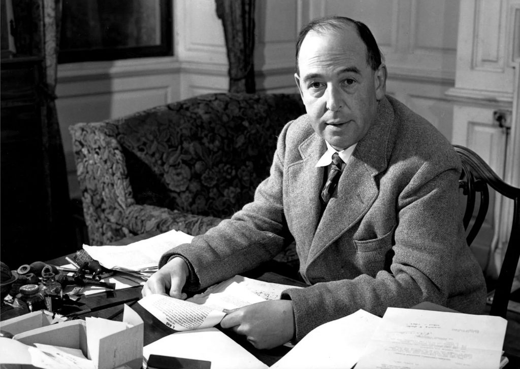 C.S. Lewis in his office.