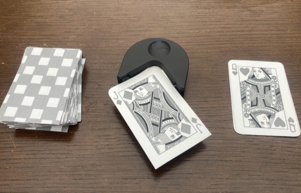 Template for Featured Image a set of playing cards being created, with an edge rounder clipping the edges to complete the cards.